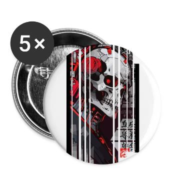 Cyborg skull kanji - Buttons small 1''/25 mm (5-pack) - white - Front