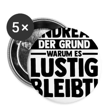 Vorname Andreas - Buttons klein 25 mm (5er Pack) - Weiß - Vorne