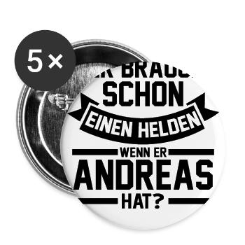 Vorname Andreas - Buttons klein 25 mm (5er Pack) - Weiß - Vorne