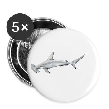 Tiburon martillon - Hammerhead shark - Requin - Buttons small 1''/25 mm (5-pack) - white - Front