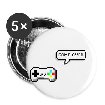 Gamer Nerd Pixelart - Buttons klein 25 mm (5er Pack) - Weiß - Vorne