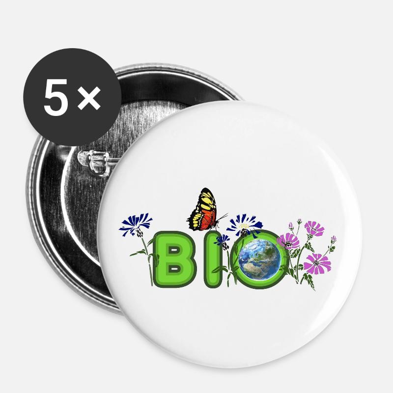 BIO - Buttons small 1''/25 mm (5-pack) - white