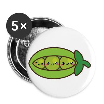 Cute peas Smile Kawaii - Buttons small 1''/25 mm (5-pack) - white - Front