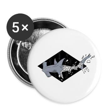 Geometrischer Hammerhai - Buttons klein 25 mm (5er Pack) - Weiß - Vorne
