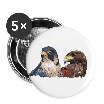 harris faucon et faucon pèlerin - Lot de 5 petits badges (25 mm) - blanc - Devant