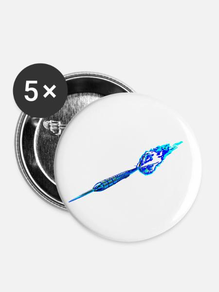 Dartpfeil hellblau - Buttons klein 25 mm (5er Pack) - Weiß