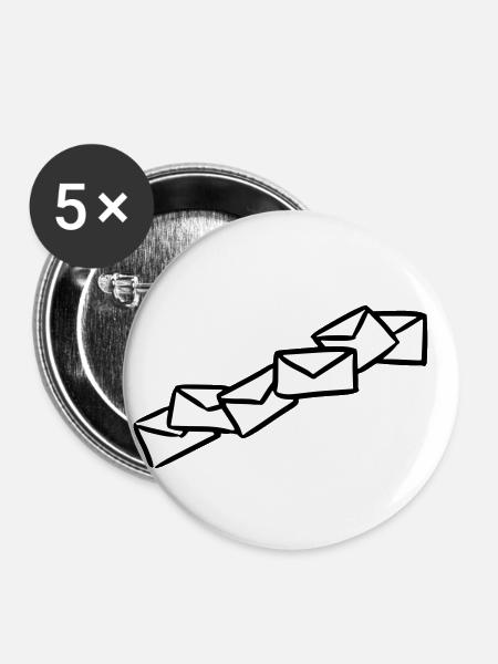 Briefe Nachrichten Sendung message letters - Buttons klein 25 mm (5er Pack) - Weiß