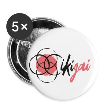Ikigai - Japanische Weisheit - Buttons klein 25 mm (5er Pack) - Weiß - Vorne
