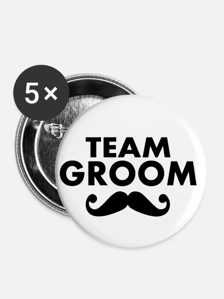 Team groom - Buttons klein 25 mm (5er Pack) - Weiß