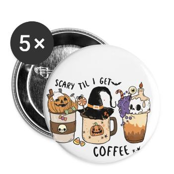 Horror Zauberei Magie Halloween T-Shirt Geschenk - Buttons klein 25 mm (5er Pack) - Weiß - Vorne