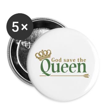 God save the Queen Majesty Queen Elizabeth II - Buttons small 1''/25 mm (5-pack) - white - Front