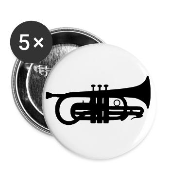 Cornet Cornet Instrument de musique - Lot de 5 petits badges (25 mm) - blanc - Devant