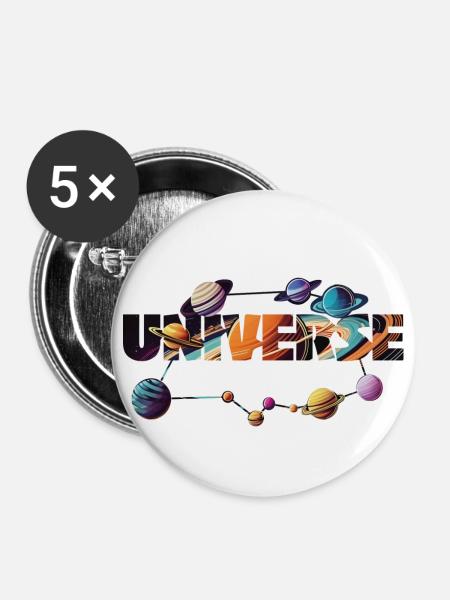 universe - Buttons klein 25 mm (5er Pack) - Weiß