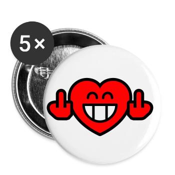 Emoticon Grin Heart with Stinkfingers (3c) - Buttons klein 25 mm (5er Pack) - Weiß - Vorne