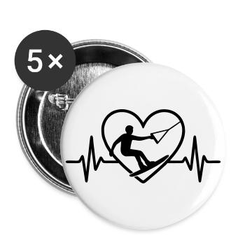 Wakeboard Sport Wakeboarder Heart - Buttons small 1''/25 mm (5-pack) - white - Front