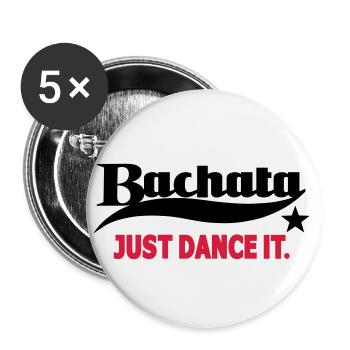 Bachata Just Dance It - Bachata Dance Shirt - Buttons klein 25 mm (5er Pack) - Weiß - Vorne