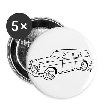 Schweden Kombi – Alter Schwede – Oldtimer - Buttons klein 25 mm (5er Pack) - Weiß - Vorne