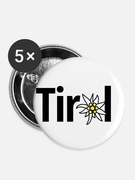 Tirol - Buttons klein 25 mm (5er Pack) - Weiß