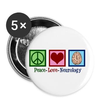 Peace Love Neurology - Buttons small 1''/25 mm (5-pack) - white - Front