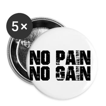 PAS DE DOULEUR PAS DE GAIN - Lot de 5 petits badges (25 mm) - blanc - Devant