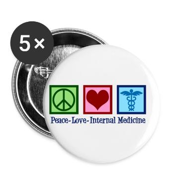 Peace Love Médecine interne - Lot de 5 petits badges (25 mm) - blanc - Devant