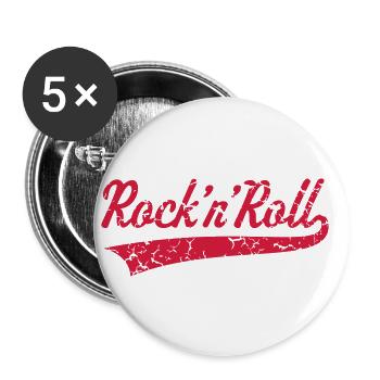 Rock 'n' Roll, Rock And Roll, Rock & Roll, Vintage - Buttons small 1''/25 mm (5-pack) - white - Front