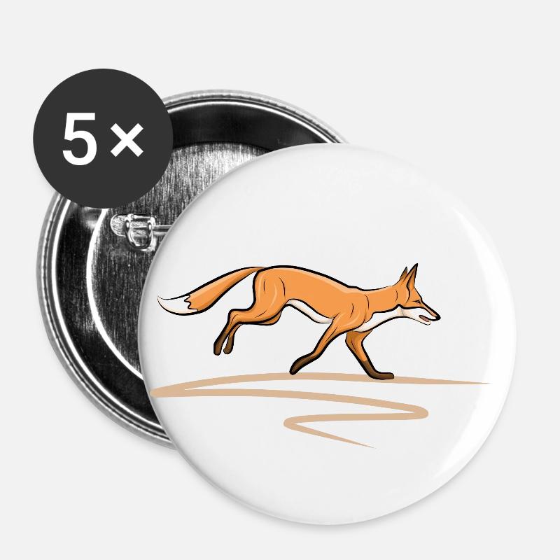 Ræv - Buttons/Badges lille, 25 mm (5-pack) - hvid
