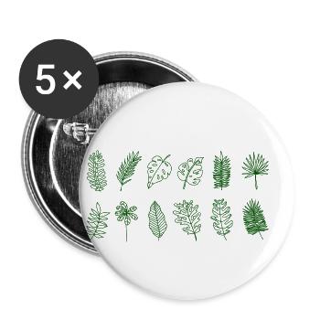Feuilles de palmier - Lot de 5 petits badges (25 mm) - blanc - Devant
