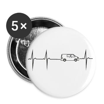 my heart beats for campervan - Buttons small 1''/25 mm (5-pack) - white - Front