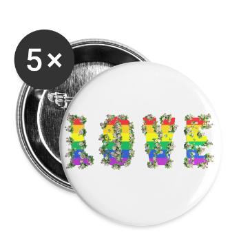 Love Couleurs LGBT - Lot de 5 petits badges (25 mm) - blanc - Devant