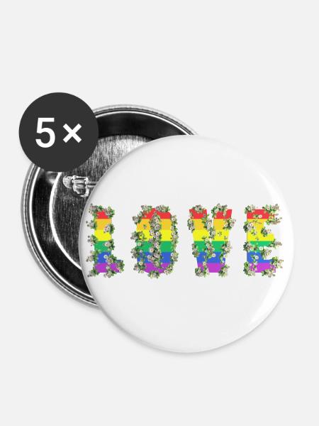 Liebe LGBT-Farben - Buttons klein 25 mm (5er Pack) - Weiß