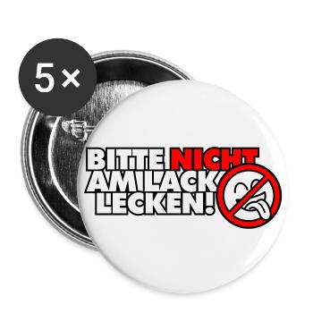 Bitte nicht am Lack lecken! - Buttons klein 25 mm (5er Pack) - Weiß - Vorne