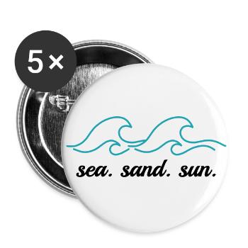 Wave Sea Sand Sun - Buttons small 1''/25 mm (5-pack) - white - Front