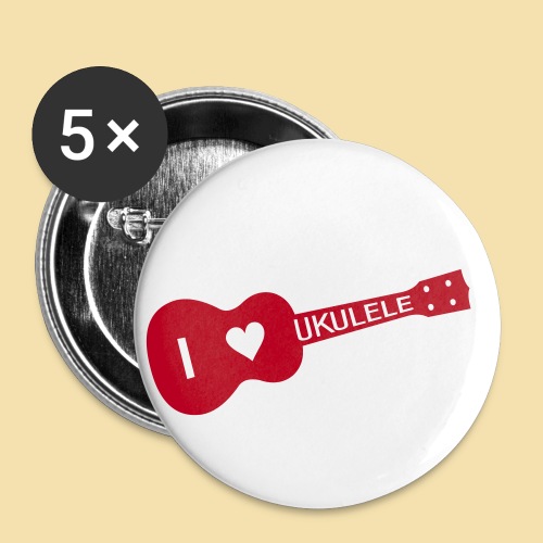 I love UKULELE - Buttons klein 25 mm (5er Pack)