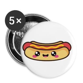Cute Hot dog Smile Kawaii - Buttons small 1''/25 mm (5-pack) - white - Front
