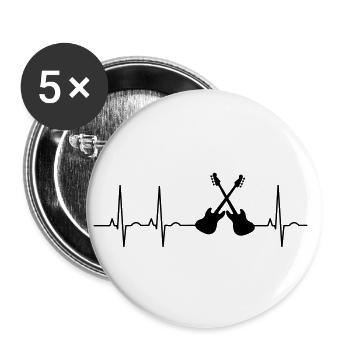 Love Guitare Musique E-guitare EKG Guitariste - Lot de 5 petits badges (25 mm) - blanc - Devant