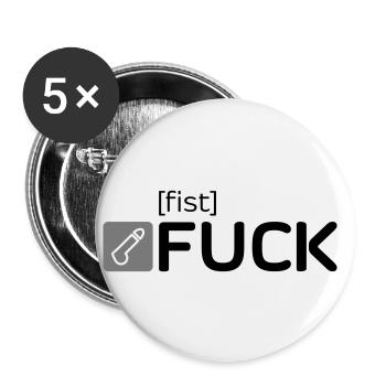 [fist] FUCK - Buttons klein 25 mm (5er Pack) - Weiß - Vorne