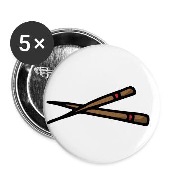 Baguettes à découper - nourriture chinoise - Lot de 5 petits badges (25 mm) - blanc - Devant