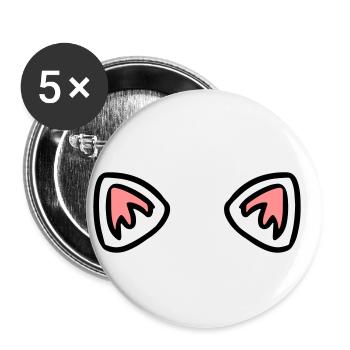 Ears Cat Snow Fox - Buttons small 1''/25 mm (5-pack) - white - Front