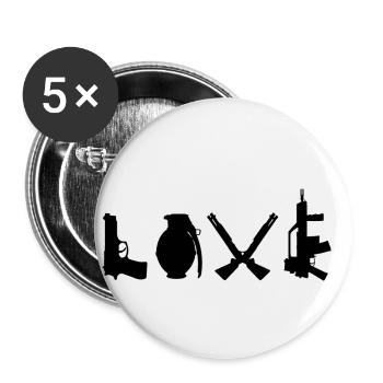 LOVE Banksy Waffen Typografie Street Art - Buttons klein 25 mm (5er Pack) - Weiß - Vorne