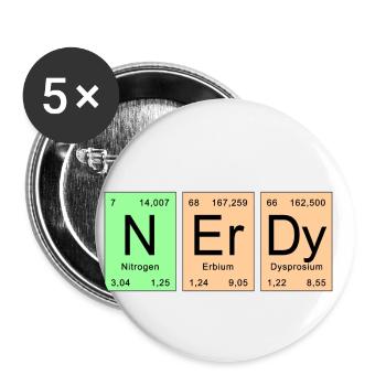 Periodic Table - NErDy - Buttons small 1''/25 mm (5-pack) - white - Front