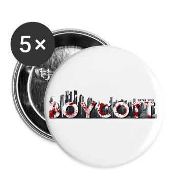 Boykott Fußball-WM in Qatar Schwarz - Buttons klein 25 mm (5er Pack) - Weiß - Vorne
