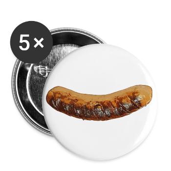 Bratwurst - Buttons klein 25 mm (5er Pack) - Weiß - Vorne