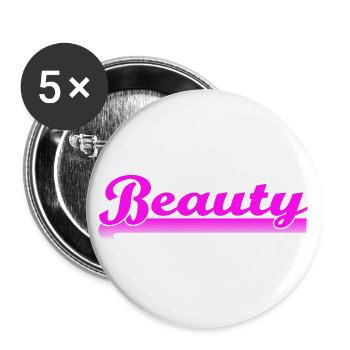 Beauty - lettering pink - Buttons small 1''/25 mm (5-pack) - white - Front