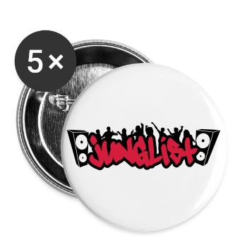 Junglist Party Rot, Junglist + Speaker + Crowd - Buttons klein 25 mm (5er Pack) - Weiß - Vorne