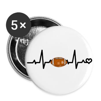 american football herzschlag - Buttons klein 25 mm (5er Pack) - Weiß - Vorne