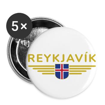 Reykjavík T-Shirt – City of the Northern Lights - Buttons small 1''/25 mm (5-pack) - white - Front
