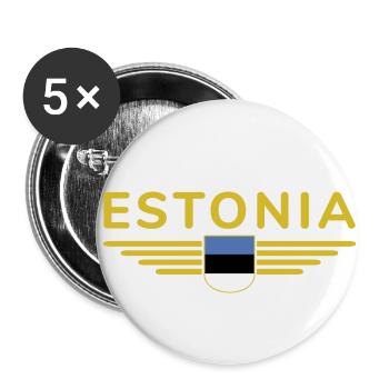 T-shirt de l’Estonie – Pour les vrais fans - Lot de 5 petits badges (25 mm) - blanc - Devant