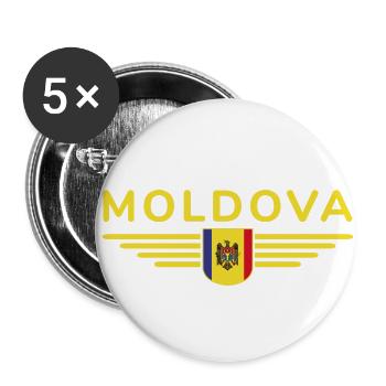 Moldau T-Shirt – Stolz auf Moldawien - Buttons klein 25 mm (5er Pack) - Weiß - Vorne