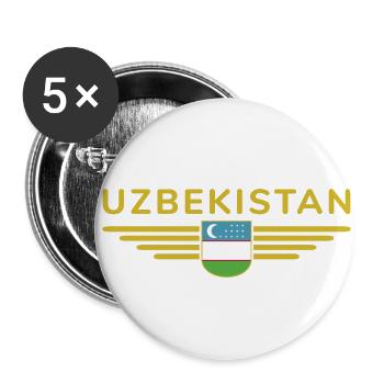 T-shirt de l’Ouzbékistan – Fierté et culture - Lot de 5 petits badges (25 mm) - blanc - Devant